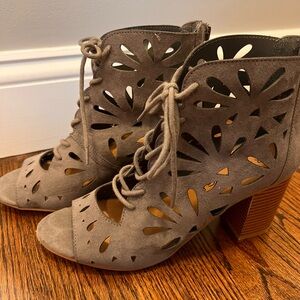 Gray lace up booties
